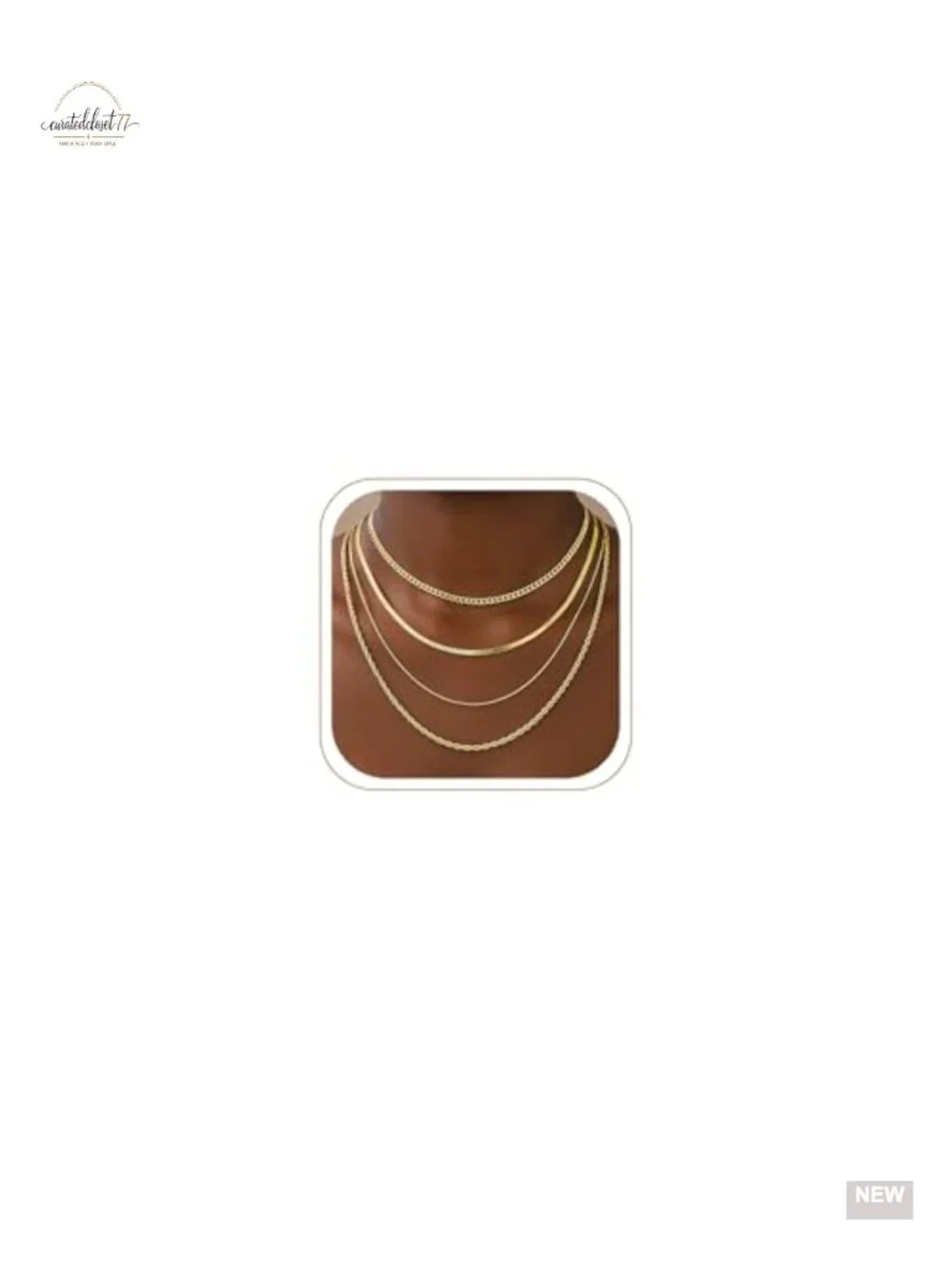 4-Piece 14K Gold Plated Dainty Layering Necklace Set with Adjustable Extenders